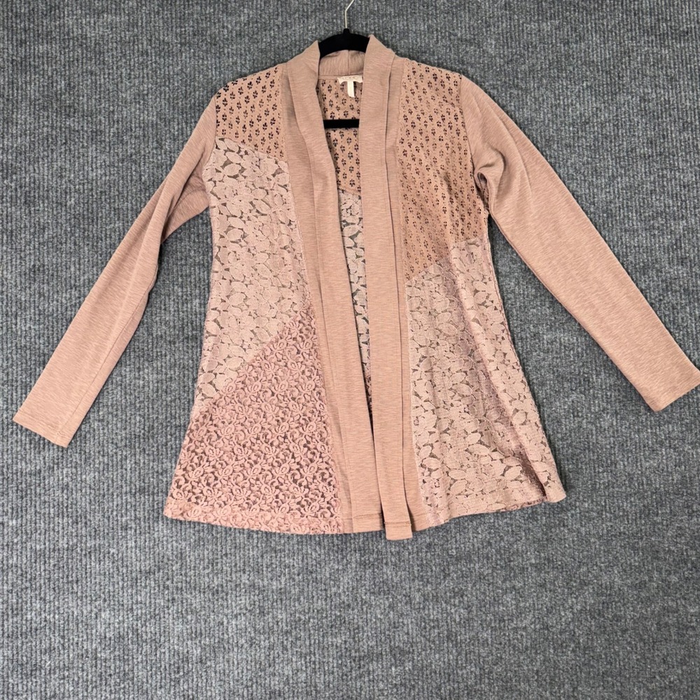Logo Lavish Womens XS Pink Lace‎ Cardigan Boho Fairy Grunge Whimsy Romantic Top